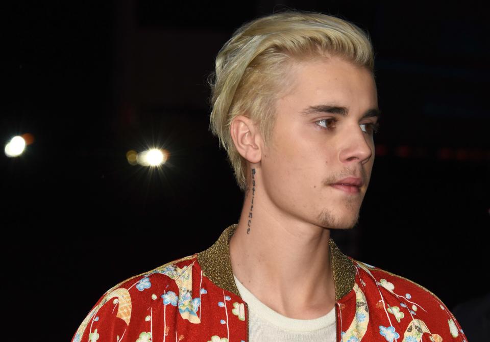 (FILES) A file photo taken on Fenruary 10, 2016, show singer Justin Bieber attending the Yves Saint Laurent men's fall line at the Hollywood Palladium in Hollywood, California.
ROBYN BECK/AFP/Getty Images ORIG FILE ID: AFP_RO21B