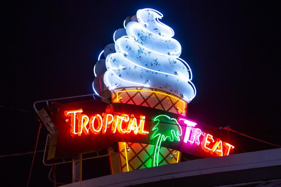 File photo: The iconic Tropical Treat neon sign lights up in Berwick Township.