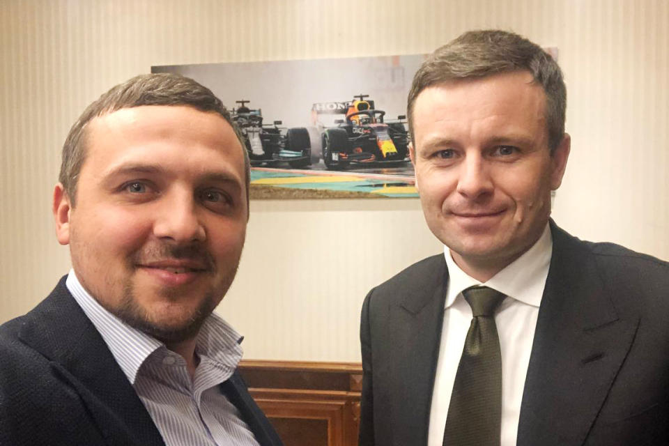 Petro Shevchenko and Ukrainian finance minister Serhiy Marchenko. (Courtesy of Petro Shevchenko)