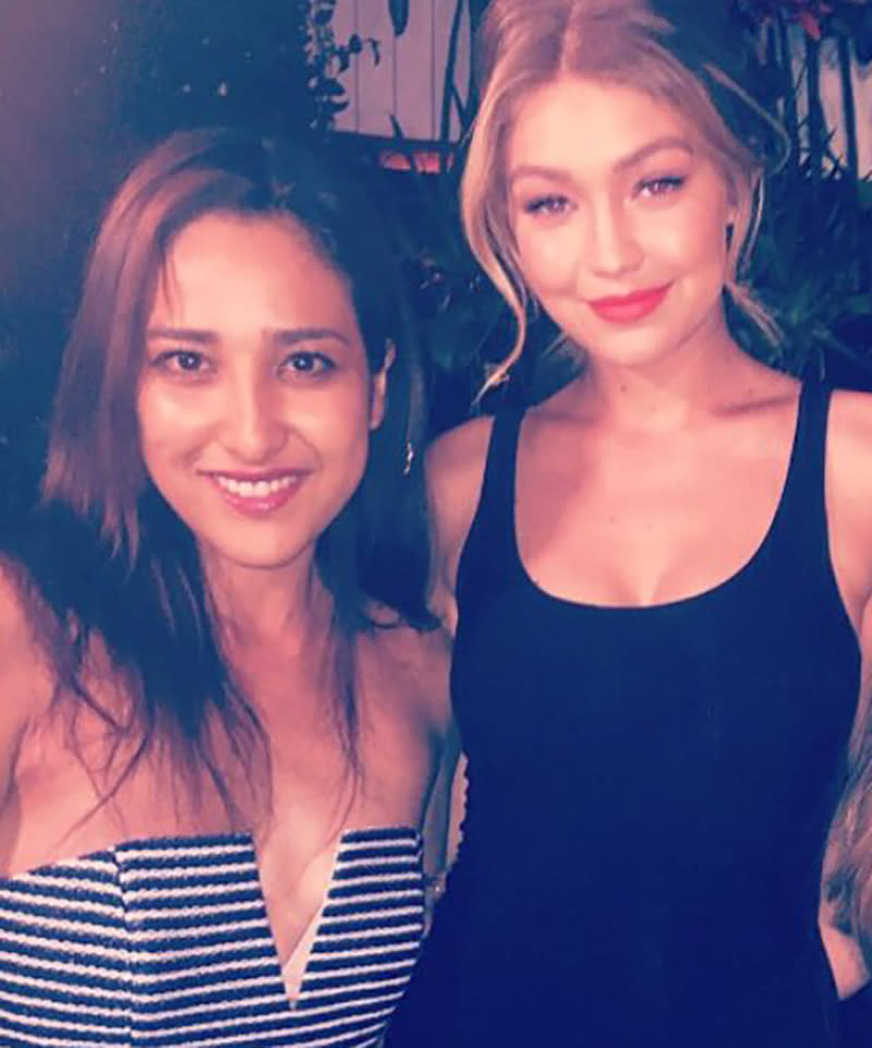 Juliette Herrera poses with Gigi Hadid