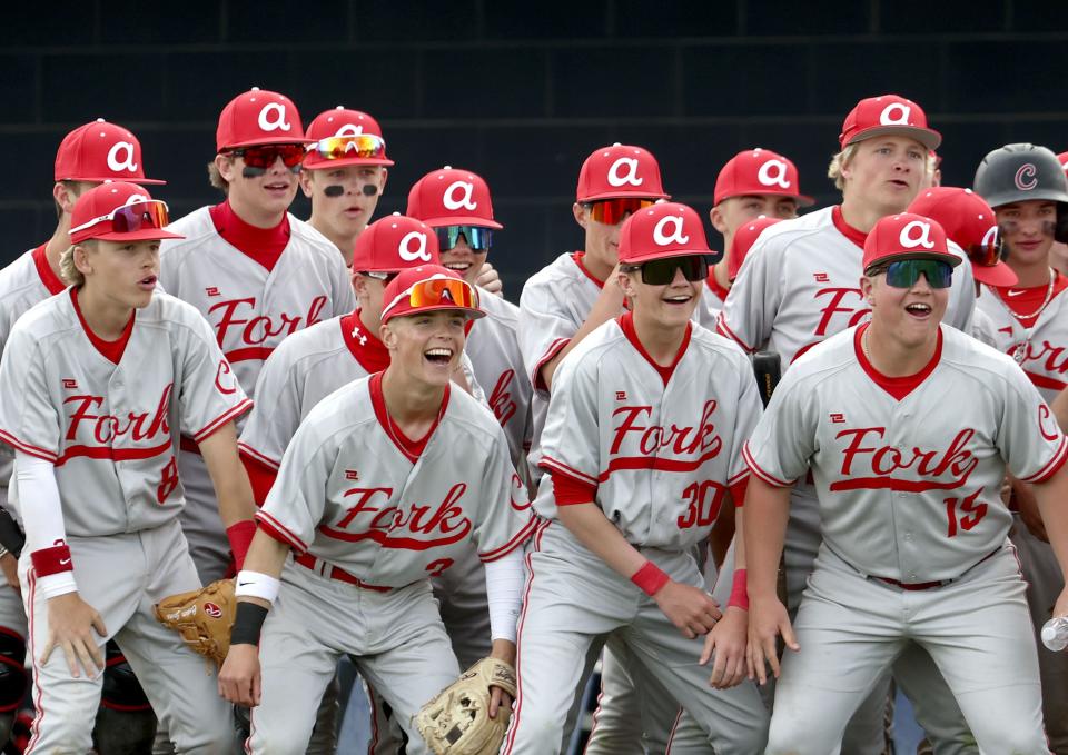 American Fork celebrates a home run in the game against Westlake at Westlake High in Saratoga Springs on Thursday, April 27, 2023. | Laura Seitz, Deseret News