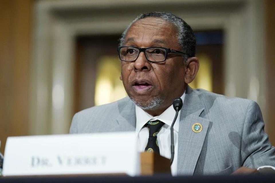 Xavier University of Louisiana President Reynold Verret testifies during a Senate Health Education, Labor, and Pensions Committee hearing on Capitol Hill in Washington, June 17, 2021. (AP Photo/Susan Walsh, File)