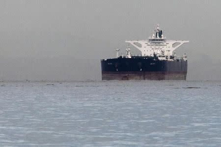 Malta-flagged Iranian crude oil supertanker "Delvar" is seen anchored off Singapore March 1, 2012. REUTERS/Tim Chong