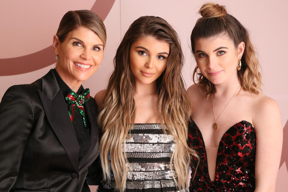 WEST HOLLYWOOD, CA - DECEMBER 14:  (L-R) Lori Loughlin, Olivia Jade Giannulli and Isabella Rose Giannulli celebrate the Olivia Jade X Sephora Collection Palette Collaboration Launching Online at Sephora.com on December 14, 2018 in West Hollywood, California.  (Photo by Gabriel Olsen/Getty Images for Sephora Collection)