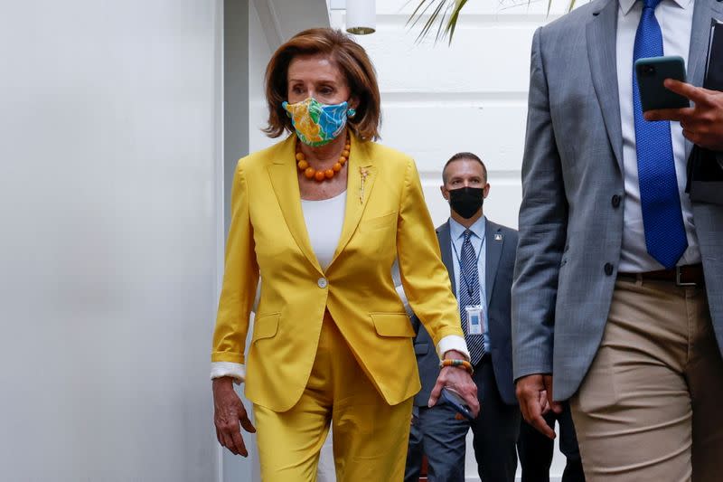 U.S. House Speaker Pelosi arrives for a House Democratic caucus meeting at the U.S. Capitol in Washington