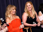 <p>The actresses spoke about playing mother and daughter in their new movie, <i>Snatched</i>, and Schumer dished on her own plans for parenthood at an event for The Moms website in New York City. “’<a rel="nofollow noopener" href="http://www.dailymail.co.uk/tvshowbiz/article-4466914/Amy-Schumer-says-d-like-mom.html" target="_blank" data-ylk="slk:I’ve worked very hard to not be a mom;elm:context_link;itc:0;sec:content-canvas" class="link ">I’ve worked very hard to not be a mom</a>,” Schumer joked. “But I’m 35, I’m sick of thinking of myself, you know? It’s just like, ‘Enough Amy, who cares?’” (Photo: Ilya S. Savenok/Getty Images) </p>