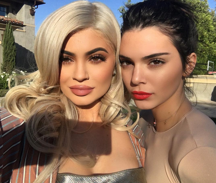 Selfie of heavily made up Kendall and Kylie Jenner