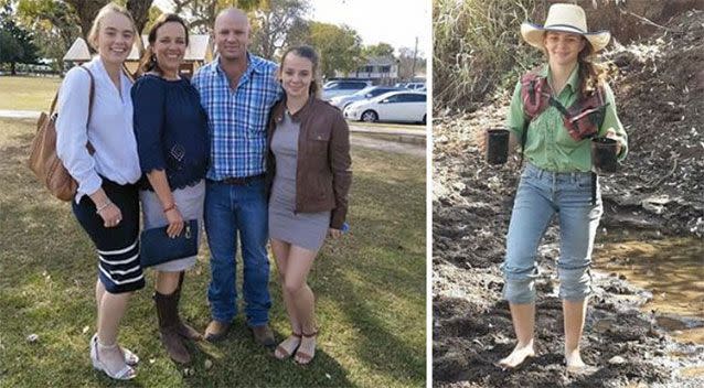 Dolly with her family, and (right) at home in Katherine. Source: Facebook/Tick Everett