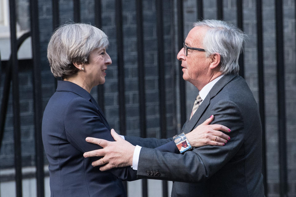 Theresa May will be hoping for a warm welcome from EU leaders such as Jean-Claude Juncker on Thursday (Carl Court/Getty Images)