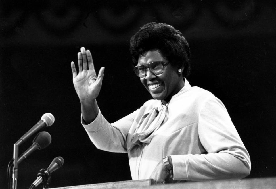 Rep. Barbara Jordan of Texas waves as she speaks to the Democratic National Convention in 1976. (Photo: AP)