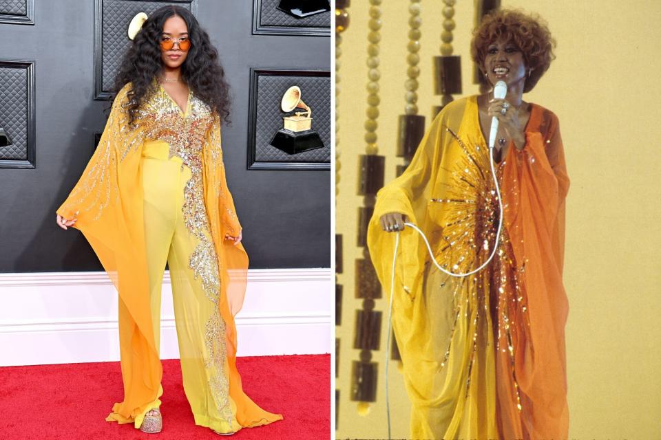 H.E.R.'s Grammy Look Was Inspired by Aretha Franklin — and TK Other Fashion Tributes You Might Have Missed