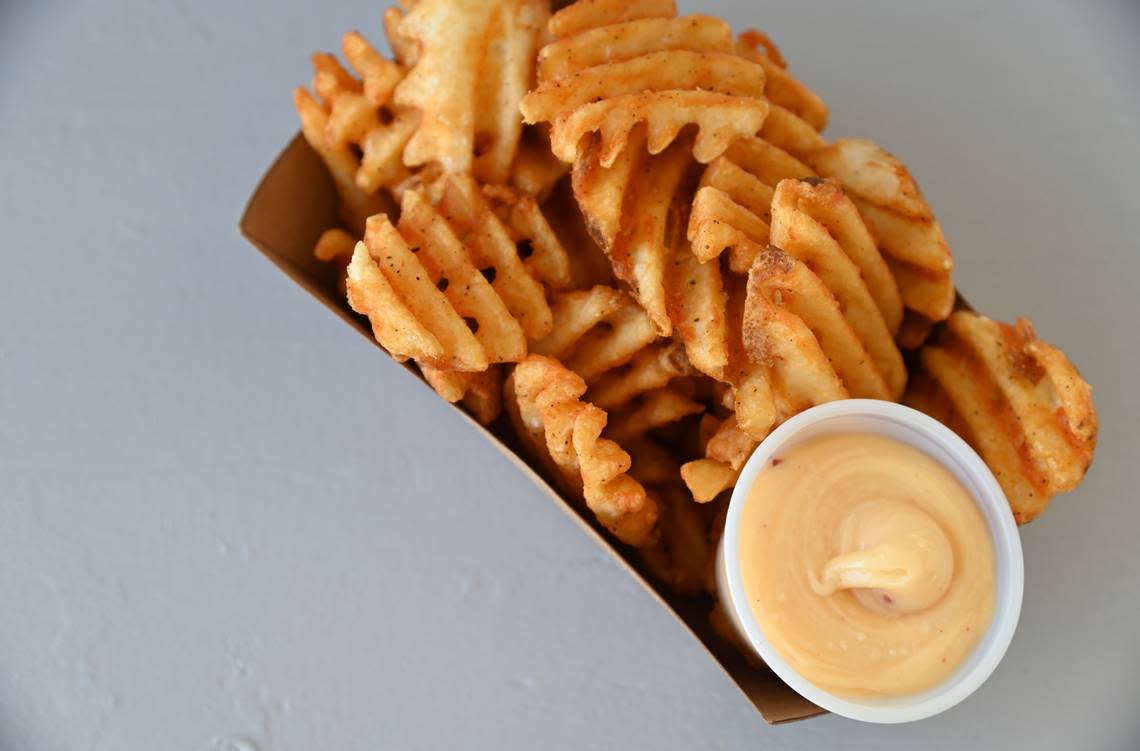 Waffle fries with aioli from the Feast food truck Thursday, Aug. 11, at the Northwest Washington Fair in Lynden.
