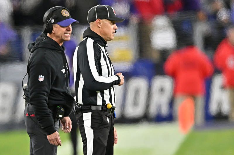 Head coach John Harbaugh led the Baltimore Ravens to the No. 1 seed in the AFC last season. File Photo by David Tulis/UPI