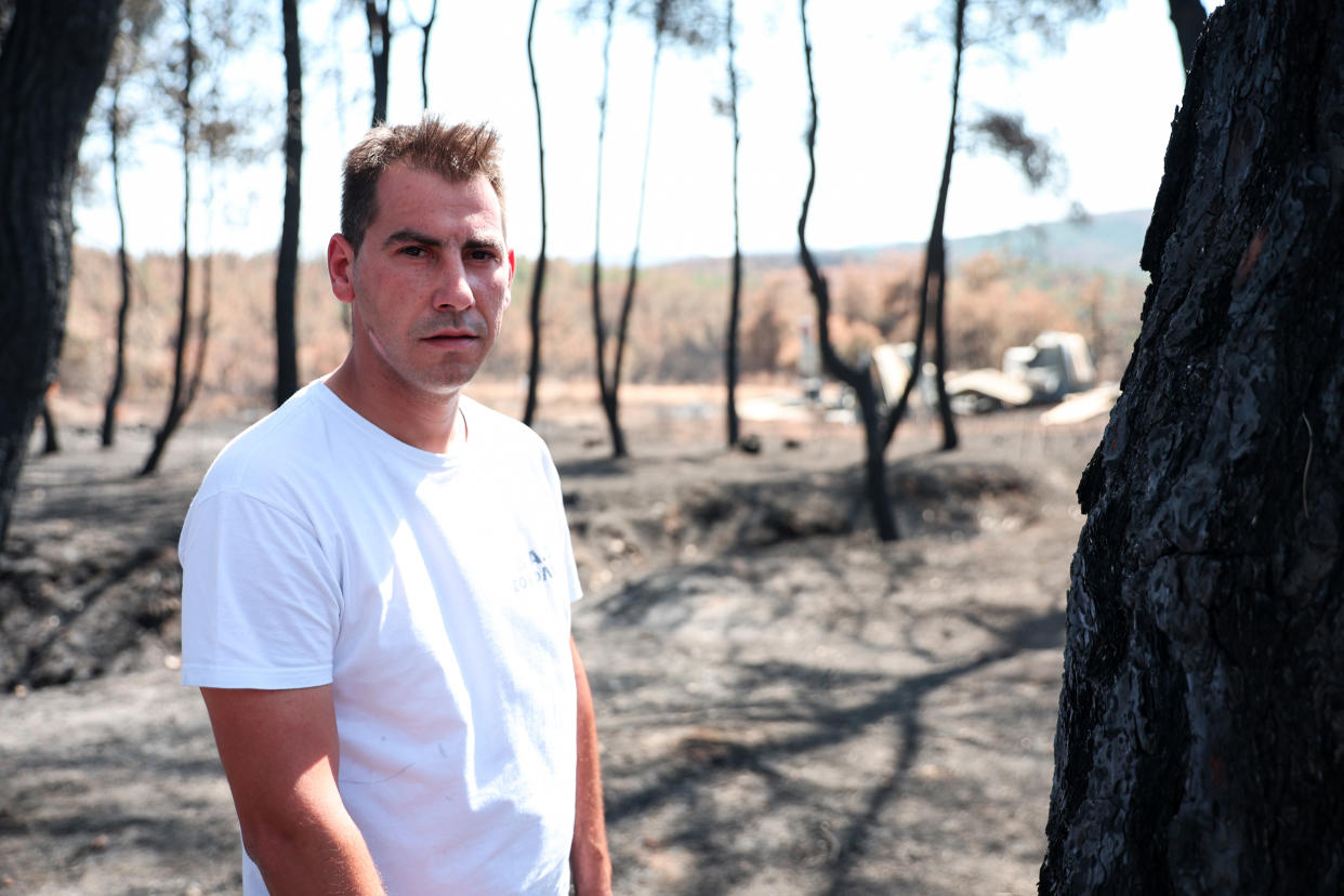 Christos Siaranferis, a volunteer firefighter, in Greece on Sept. 14, 2023. (Dave Copeland / NBC News)