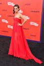 <p>On 25 July, Mila Kunis graced the red carpet in a cold-shoulder gown by Valentino. <em>[Photo: Getty]</em> </p>