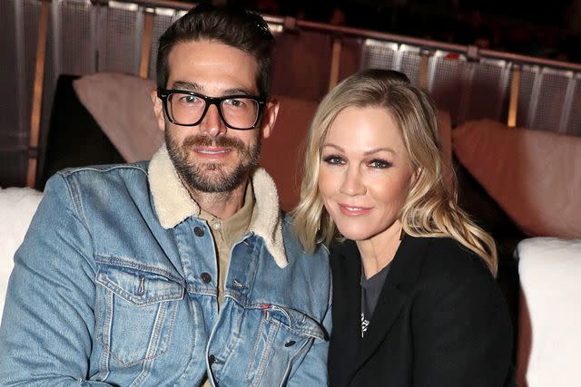 <p>Johnny Nunez/Getty</p> (L-R) Dave Abrams and Jennie Garth at Austin 360 Amphitheatre on November 09, 2019 in Austin, Texas.