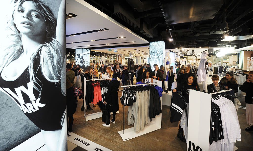 General view of shoppers as Beyonce's Ivy Park collection goes on sale at TopShop 
