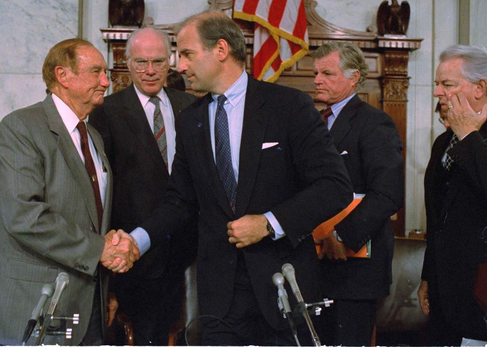 From left: Strom Thurmond, Patrick Leahy, Joe Biden, Ted Kennedy and Robert Byrd 