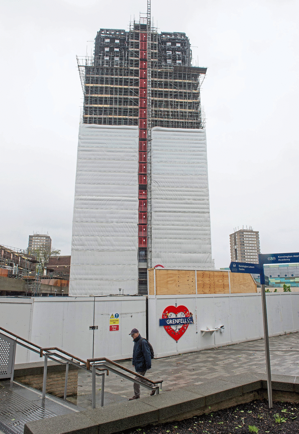 Covers going up on the Grenfell Tower this week