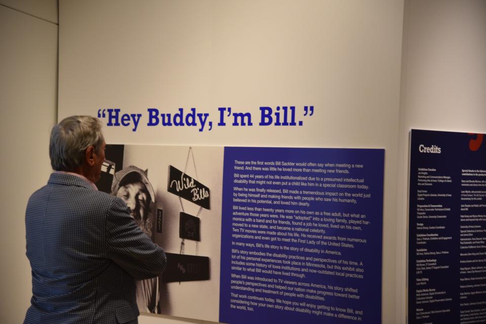 One of Bill Sackter's best buddies, Barry Morrow, visited the "Hey buddy, I'm Bill" exhibit in September. After years of friendship, Morrow became Sackter's legal guardian and even wrote the award-winning film "Bill" in honor of Sackter.