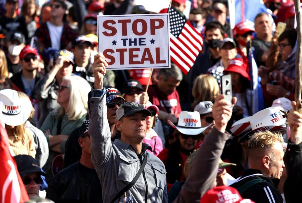 A sense that the 2020 election was stolen from Donald Trump, which there has been no evidence for, pervaded among his supporters who marched in Washington on Saturday. (Getty Images)