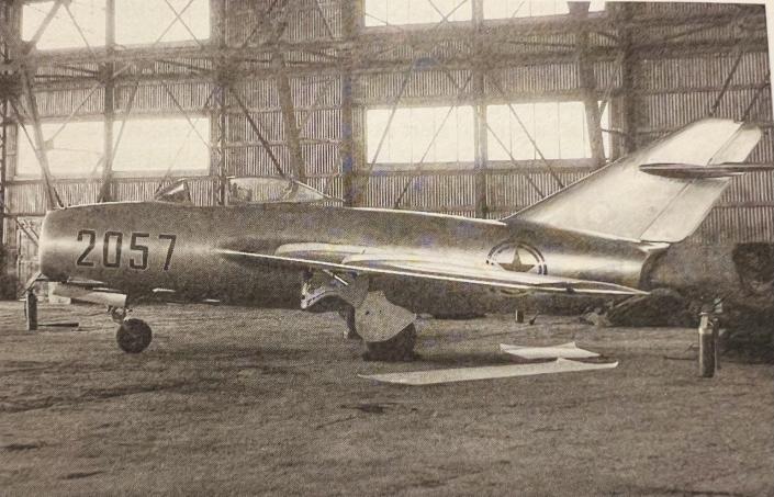 This is the MiG-15 fighter jet that No Kum-Sok (who later changed his name to Kenneth Rowe) used to escape from North Korea by flying it to a US air base in South Korea on Sept.  21, 1953. This photo was taken after he landed.