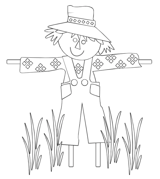 scarecrow and cornstalk coloring pages