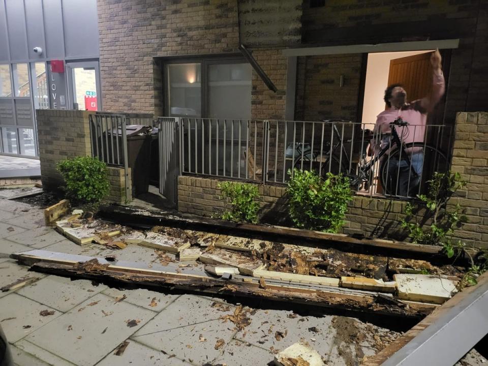 The aftermath of a balcony collapse on the celebrated Gascoigne Estate in Barking, London (Kinga Surowka)