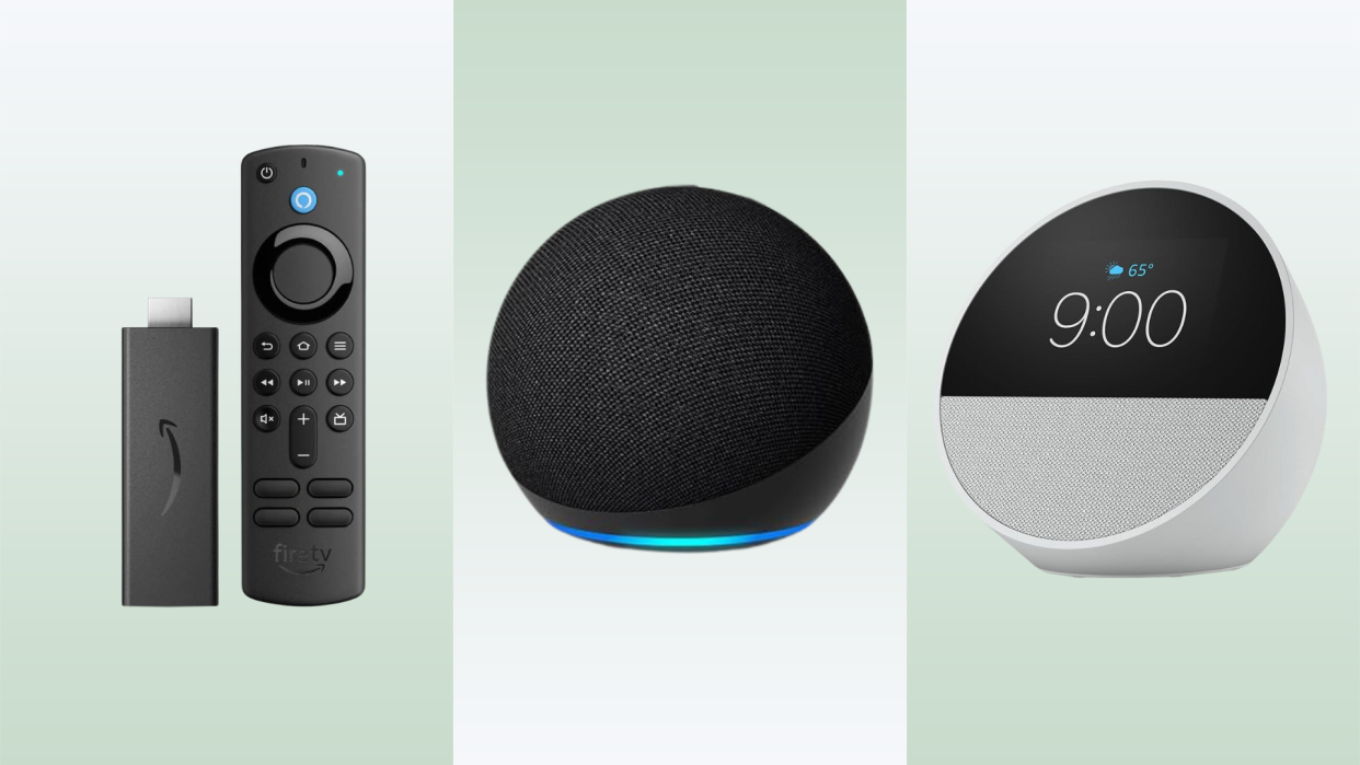 amazon fire tv stick, echo dot, echo spot