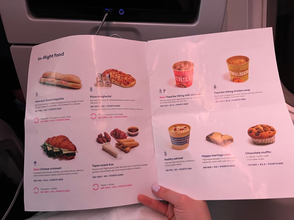 The menu on IcelandAir.