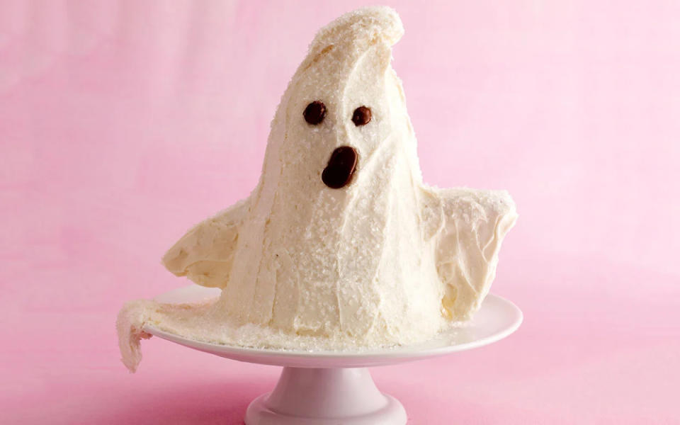 <p>Andrew Purcell</p><p>A ghost is a fun project for your little crew of goblins and ghouls to make this <a href="https://www.yahoo.com/lifestyle/100-howl-arious-halloween-jokes-235040948.html" data-ylk="slk:Halloween;elm:context_link;itc:0;sec:content-canvas;outcm:mb_qualified_link;_E:mb_qualified_link;ct:story;" class="link  yahoo-link">Halloween</a>! To make it, you only need to gather a small list of store-bought ingredients like boxed cake mix, a pretzel stick, and taffy pieces. </p><p><strong>Get the recipe: <a href="https://parade.com/218099/tack-richardson/boo-bake-a-spooky-ghost-cake-for-halloween/" rel="nofollow noopener" target="_blank" data-ylk="slk:Ghost Cake;elm:context_link;itc:0;sec:content-canvas" class="link ">Ghost Cake</a></strong></p>