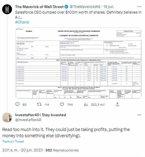 El CEO de Salesforce vende acciones, ¿no confía en su firma y la IA?