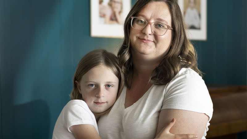 Candalyn Winder Mettmann and her daughter, Adair, 10, are photographed at their Murray home on Wednesday, May 24, 2023.