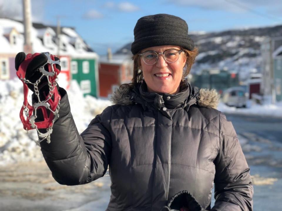 Kelly Jane Bruton suffered an injury after slipping on a sidewalk in downtown St. John's. (Meg Roberts/CBC - image credit)