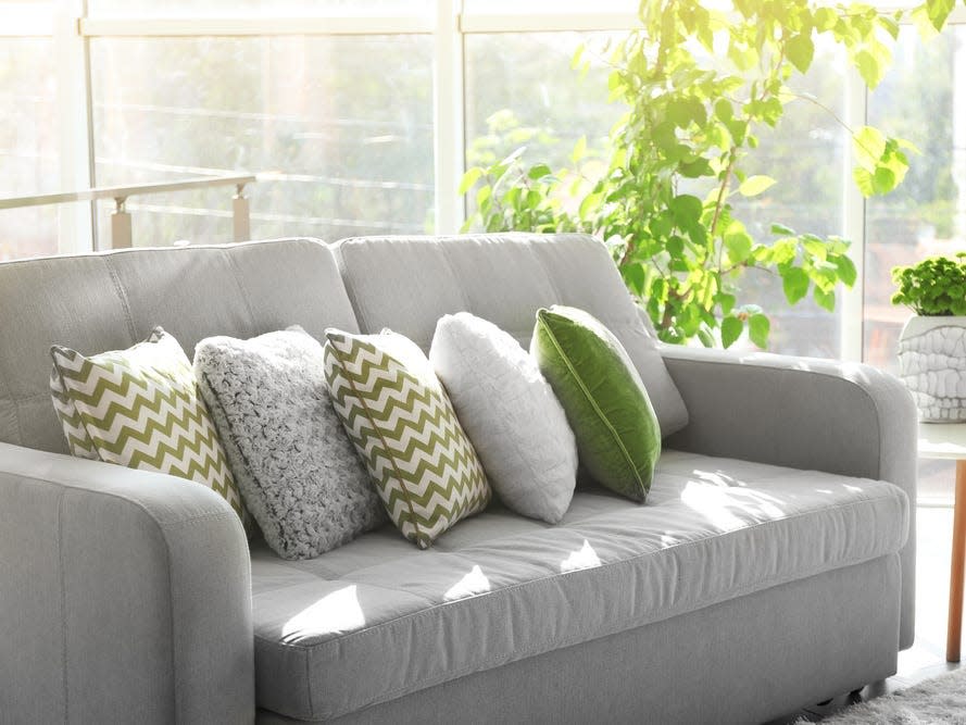 Sofa with colorful pillows