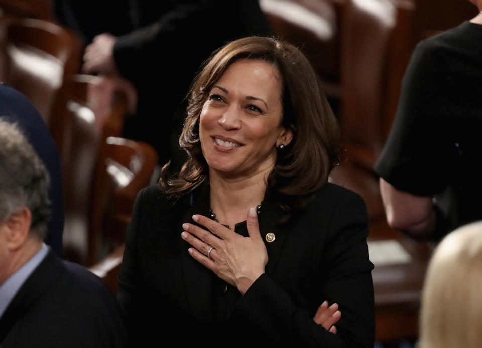 People wear Converse in honour of Kamala Harris  (Getty Images)