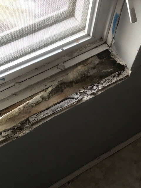 Workers discovered black mould while replacing windows at the Peace River Regional Women's Shelter in late November.  (Submitted by Peace River Regional Women's Shelter - image credit)