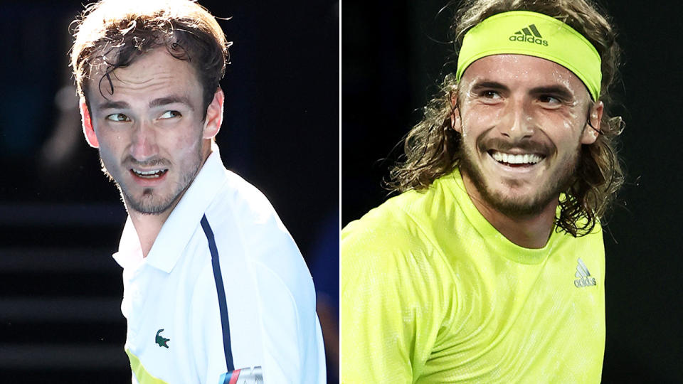 Pictured here, Aus Open semi-final combatants Daniil Medvedev and Stefanos Tsitsipas.