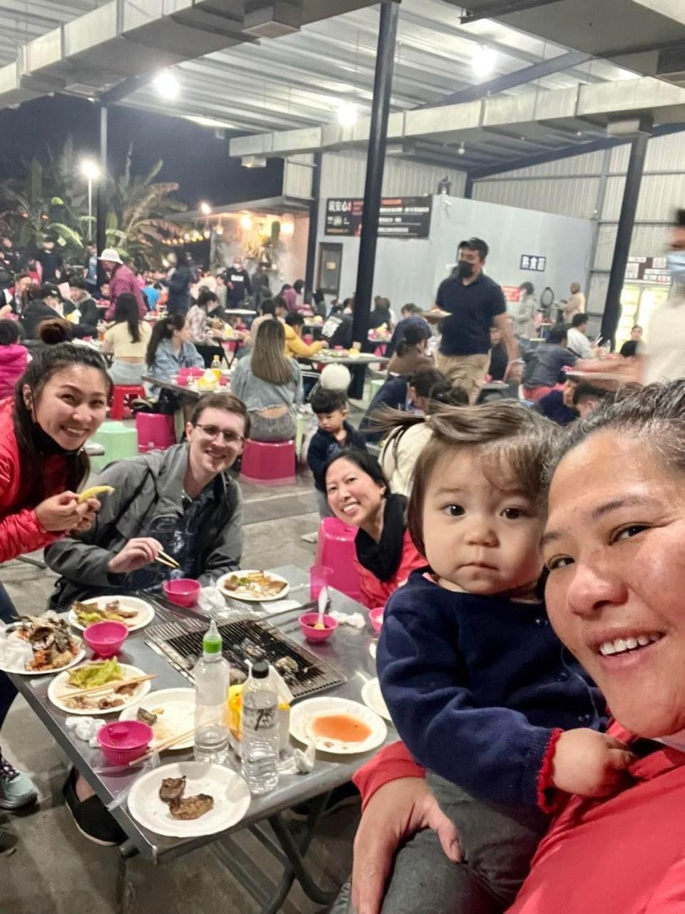 Leann Luong, Luong's daughter and her friends at a barbecue in Taiwan