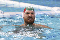 <p>TOKYO, JAPAN - JULY 25: Viktor Nagy of Team Hungary reacts after conceding a goal during the Men's Preliminary Round Group A match between Hungary and Greece on day two of the Tokyo 2020 Olympic Games at Tatsumi Water Polo Centre on July 25, 2021 in Tokyo, Japan. (Photo by Leon Neal/Getty Images)</p> 