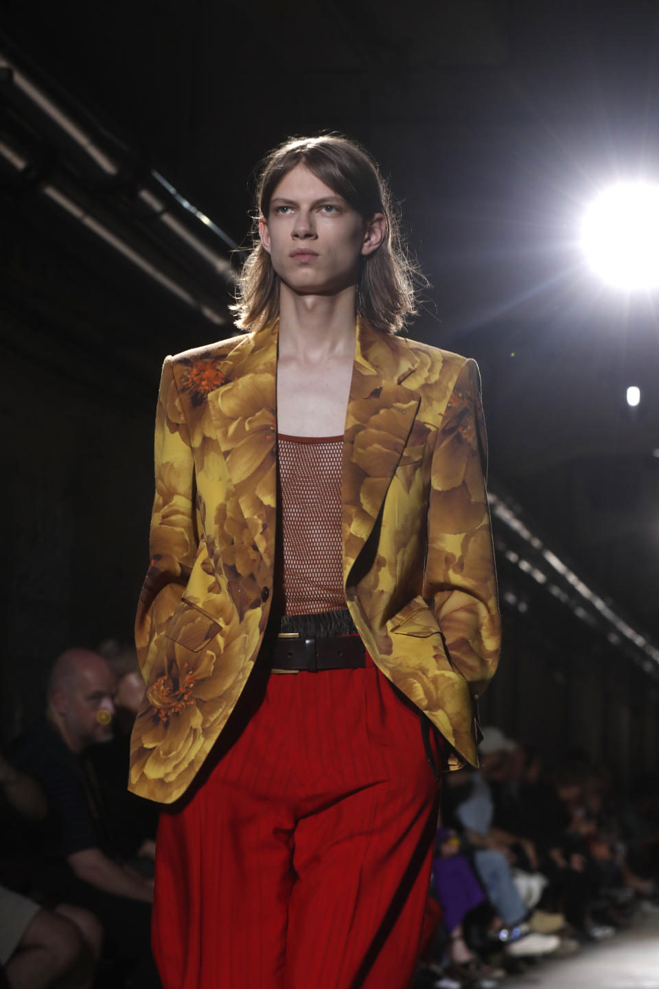 A model wears a creation for the Dries van Noten mens Spring-Summer 2020 fashion collection presented in Paris, Thursday, June 20 2019. (AP Photo/Thibault Camus)