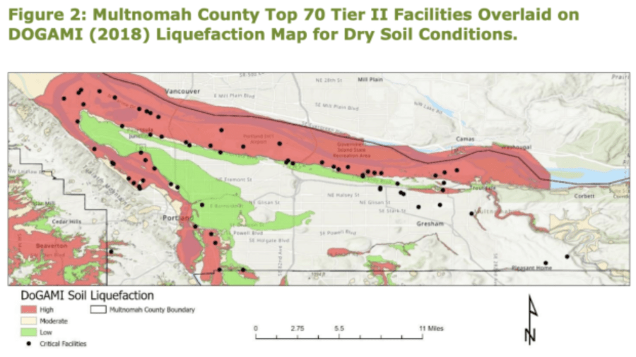 <em>A 2023 Portland State University study found 70 “Tier II” facilities in Multnomah County, with most located in soil zones that could liquefy and lead to chemicals being released from the facilities in the event of a Cascadia Subduction Zone earthquake (Multnomah County.)</em>