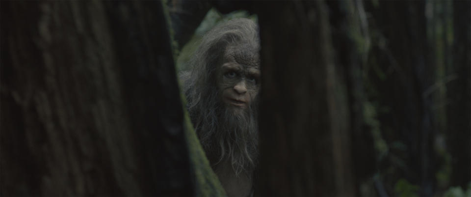 This image released by Bleeker Street shows Riley Keough in a scene from the film "Sasquatch Sunset." (Bleeker Street via AP)