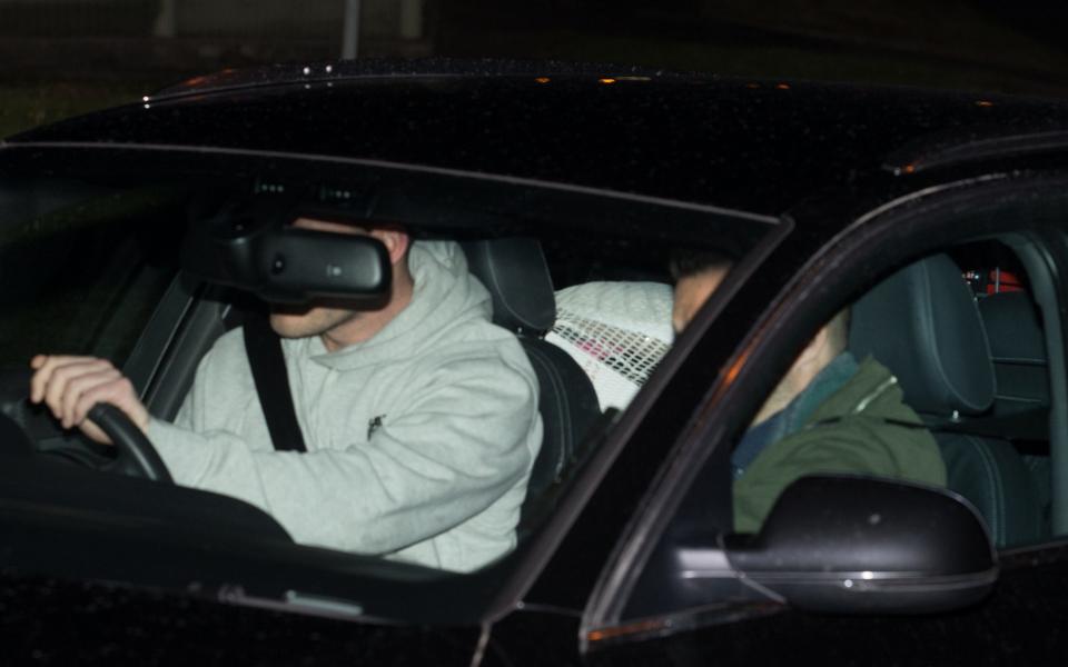 Marine A, Alexander Blackman, (in the back seat) is released from Erlestoke prison in Wiltshire - Credit: SWNS