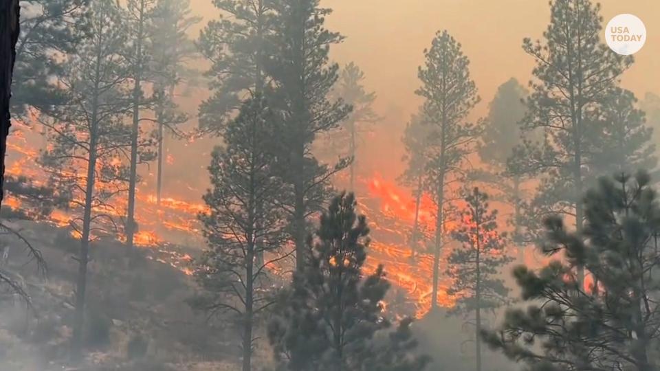 This 2022 file photo shows a wildfire raging in southern New Mexico as thousands were ordered to evacuate. New Mexico is seeing wildfires over Memorial Day weekend that could worsen due to dry, windy conditions.