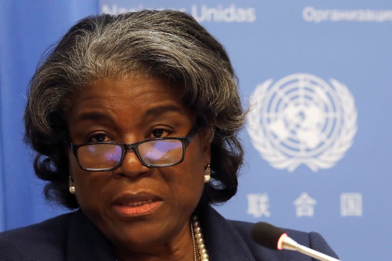 FILE PHOTO: New U.S. Ambassador to United Nations, Linda Thomas-Greenfield holds a news conference in New York