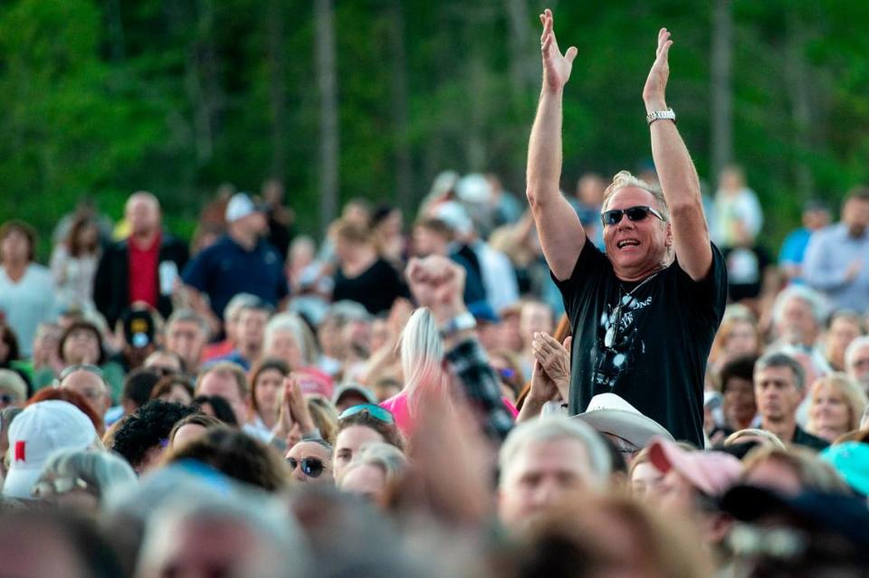 Fans cheer as KC and The Sunshine Band performs at the inaugural show at The Sound Amphitheater in Gautier on Friday, April 12, 2024. Hannah Ruhoff/Sun Herald