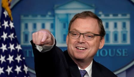 FILE PHOTO: Trump adviser Hassett speaks at a news briefing at the White House in Washington