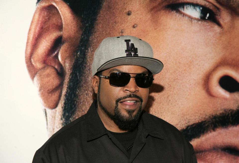 FILE - In this Wednesday, Jan. 15, 2014 file photo, recording artist and actor Ice Cube attends a screening of "Ride Along," in New York. Legendary singer Aretha Franklin and Motown founder Berry Gordy will be honored at the 2014 BET Honors. The network announced Thursday, Jan. 16, 2014, that rapper-actor Ice Cube, American Express CEO Ken Chenault and photographer and video artist Carrie Mae Weems will also receive tributes at the event. (Photo by Andy Kropa/Invision/AP, File)