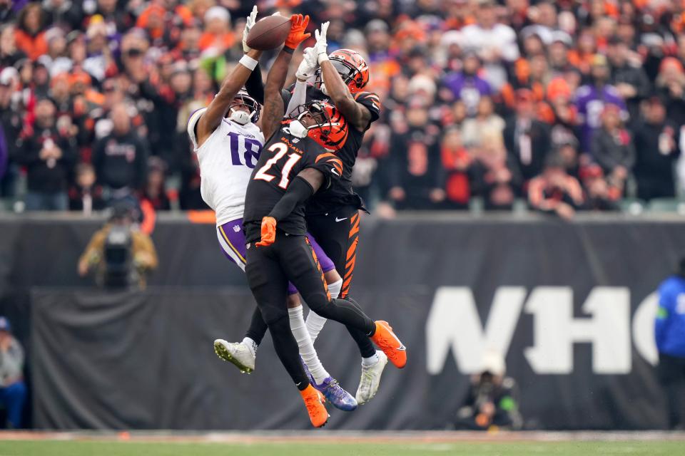 Cincinnati Bengals cornerback Mike Hilton showed his upside with a leaping pass breakup against Minnesota Vikings wide receiver Justin Jefferson.